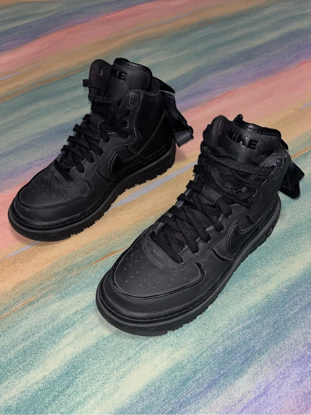 Nike Air Force 1 Boot black Anthracite Leather High-Tops Sneakers 6.5Y/women’s 8